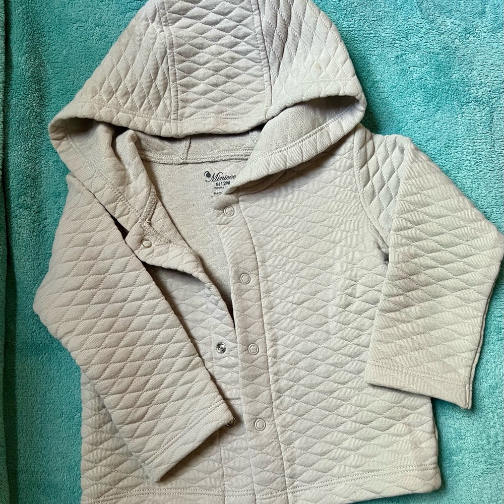 Lightweight Quilted Grey Hooded Jacket for Baby New without tags